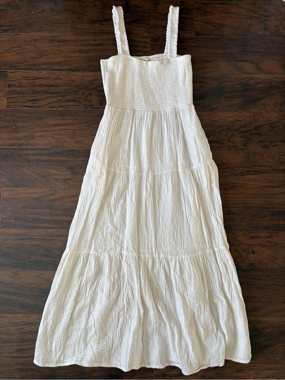 Marine Layer white gauze smocked maxi dress Sz L